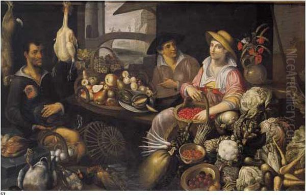 Scena Di Mercato Oil Painting by Jean Baptiste de Saive