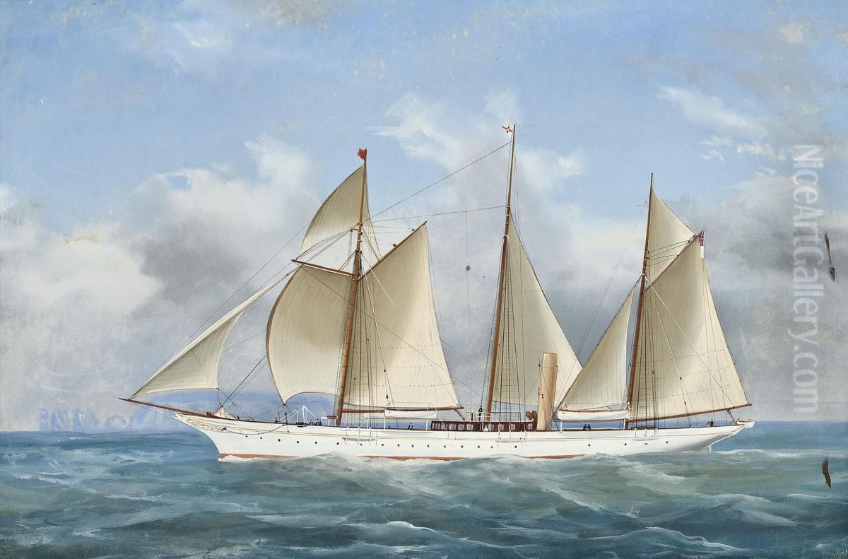 The Royal Yacht Squadron's Steam Yacht Oil Painting by A. De Simone