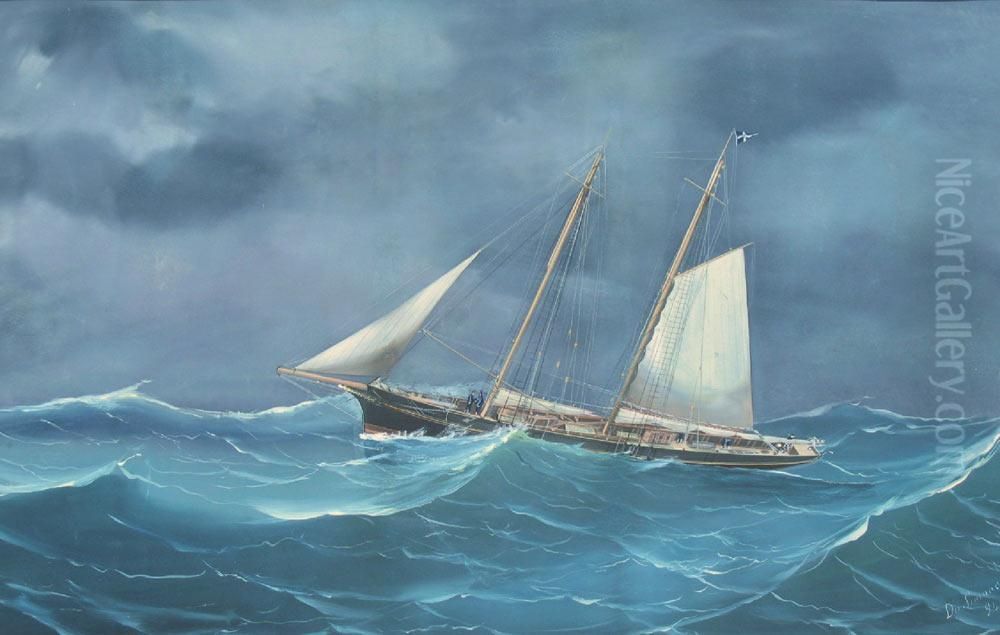 Yacht Gree En Ketch Dans Le Gros Temps Oil Painting by A. De Simone