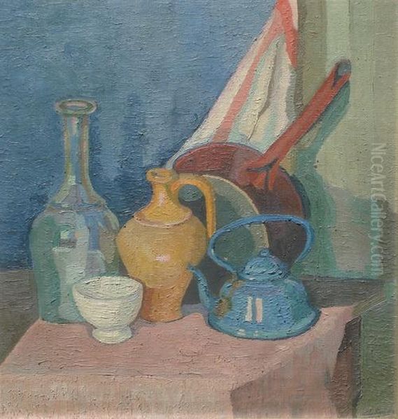 Naturaleza Muerta Planista Oil Painting by Alfredo De Simone