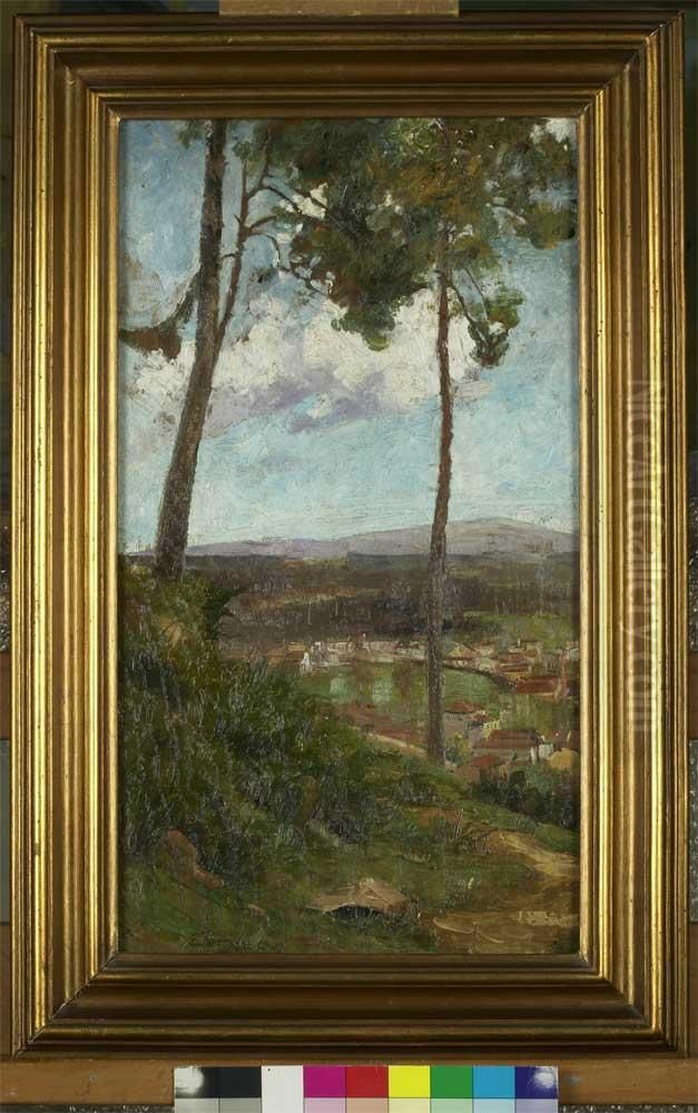 Paisagem Com Casas Oil Painting by Aurelia Maria De Souza