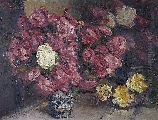 Composizione Con Fiori Oil Painting by Vincenzo De Stefani