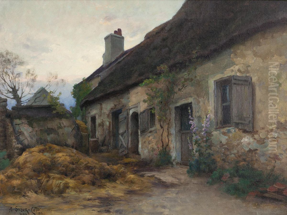 Thatched Cottage And Landscape Oil Painting by Marc Aurele de Roy Suzor-Cote