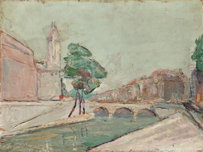 Paris, L'ile De La Cite Oil Painting by Vladimir De Terlikowski