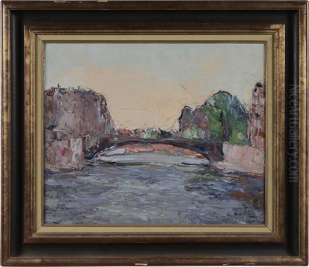 Venetian Bridge Oil Painting by Vladimir De Terlikowski