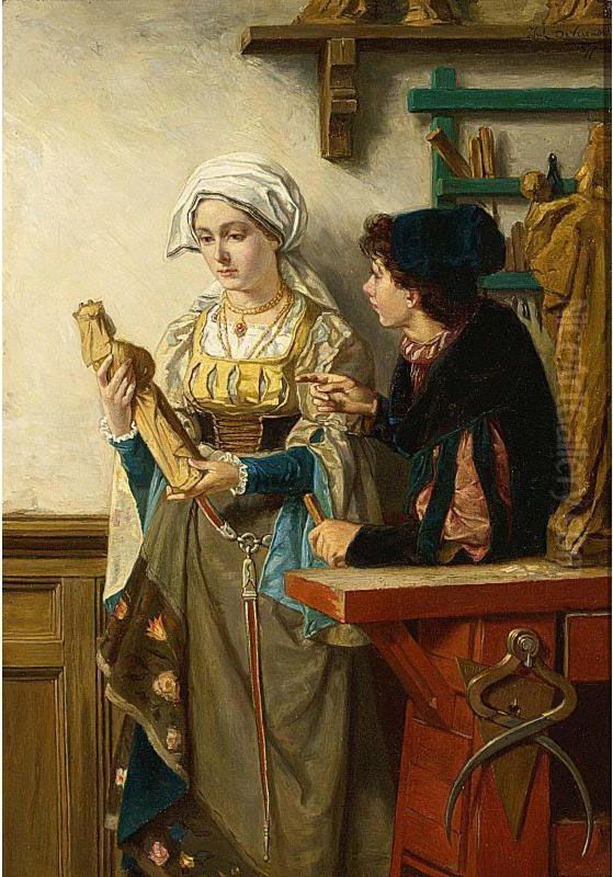 In The Sculptor's Studio Oil Painting by Julien Vriendt