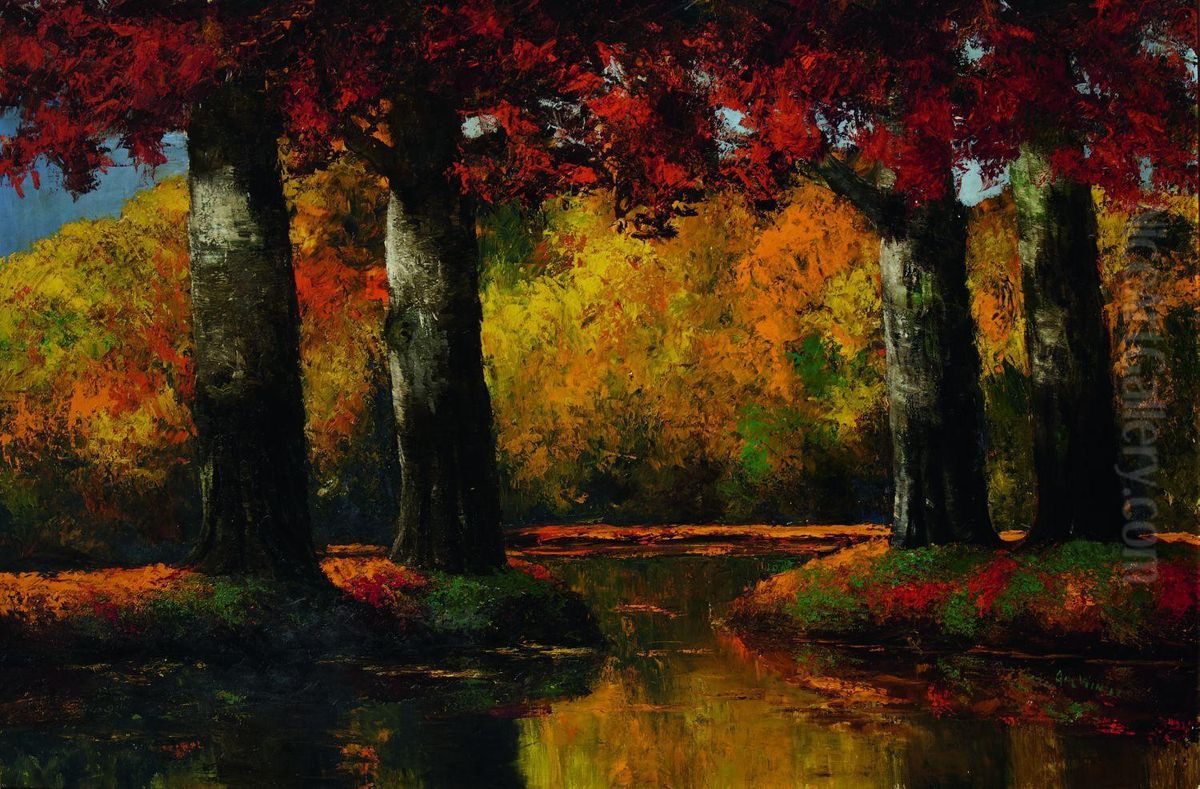 Autumn Colours Oil Painting by Adrianus Joh. Jac. De Winter