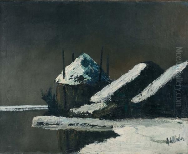 Winterse Boerderij Oil Painting by Adrianus Joh. Jac. De Winter