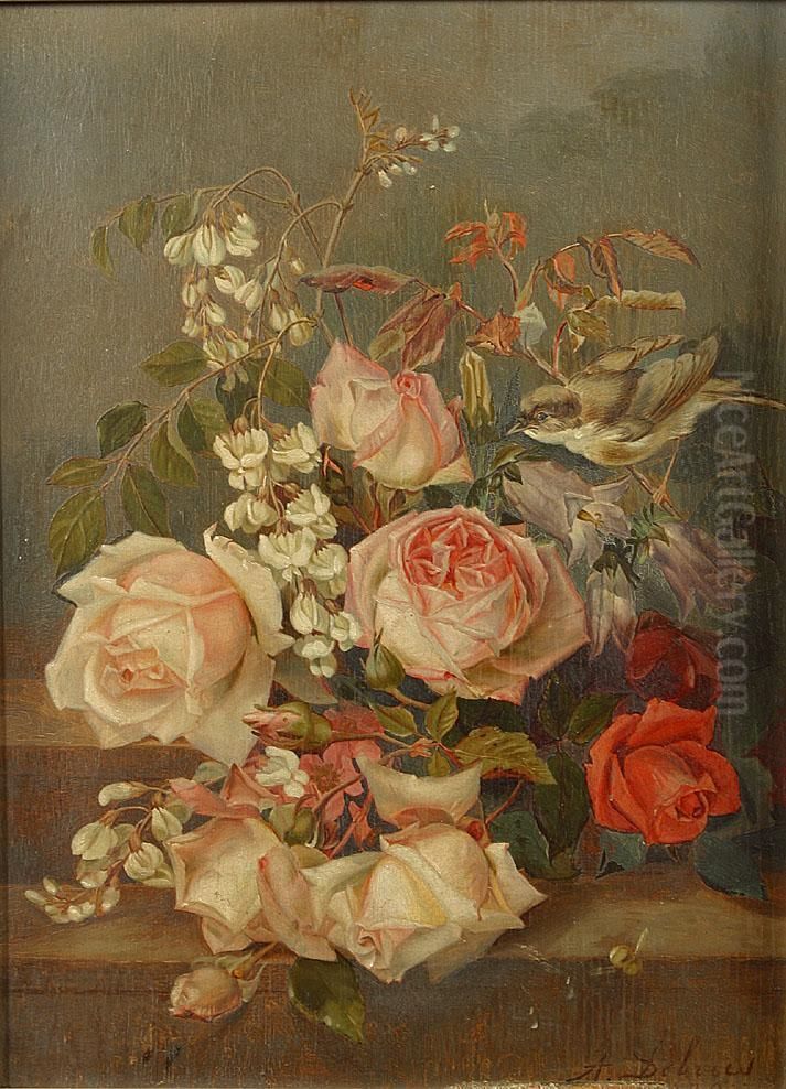 Nature Morte Aux Fleurs Oil Painting by Alexandre Debrus