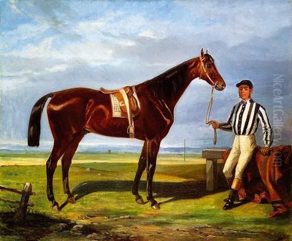 Cheval Et Son Jockey, 1863 Oil Painting by Alfred Charles Ferdinand Decaen