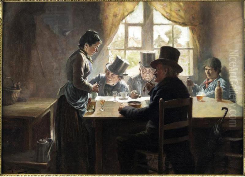 L'aperitif Oil Painting by Albert Decamps