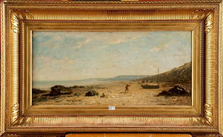 Le Retour Du Pecheur Sur La Plage Oil Painting by Eugene Decan