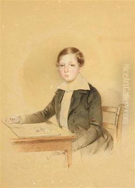A Portrait Of A Boy Oil Painting by Albert Decker