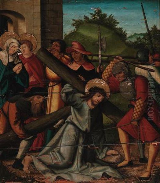 Christ Carrying The Cross; And The Crucifixion Oil Painting by Hans Leonard Schauffelein