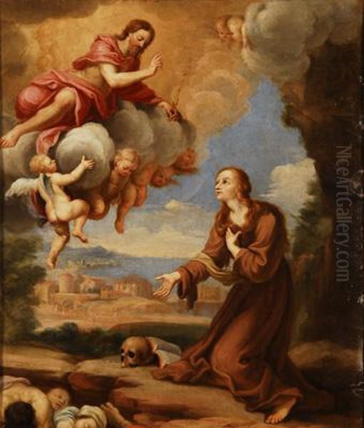 La Aparicion De Cristo A Santa Rosalia De Palermo Oil Painting by Pietro Del Po