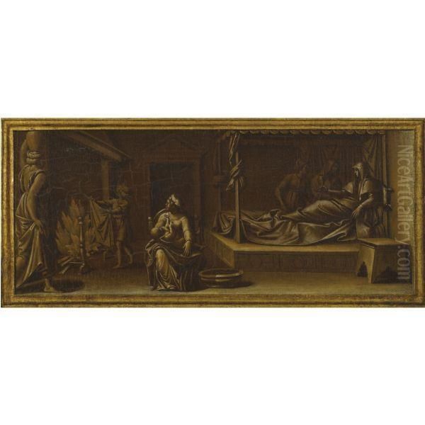 The Birth Of The Virgin Oil Painting by Perino Del Vaga (Pietro Bonaccors