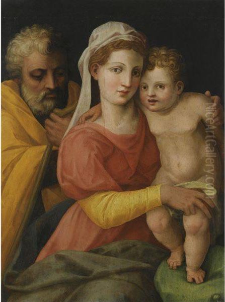 The Holy Family Oil Painting by Perino Del Vaga (Pietro Bonaccors