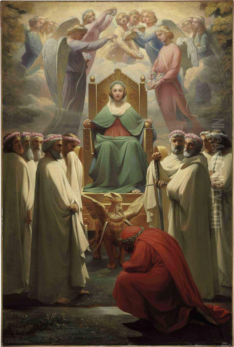 Apparition De Beatrix A Dante Oil Painting by Henri Delaborde