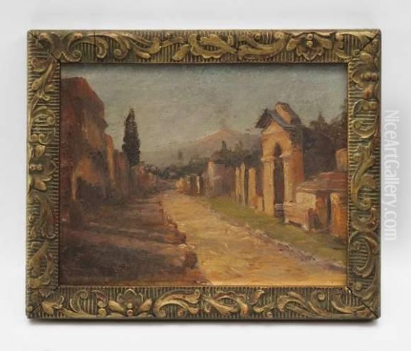 Les Ruines De Pompei Oil Painting by Eugene Jules Delahogue