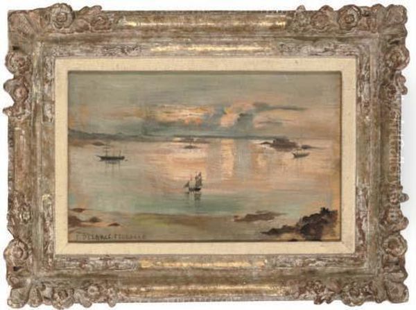 Sunset Over The Harbour, Saint Malo, France Oil Painting by Julie Delance-Feurgard