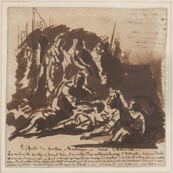 Study For 'defaite Des Gantois A Rosbecque - Morte D'artevelt' Oil Painting by Paul Delaroche