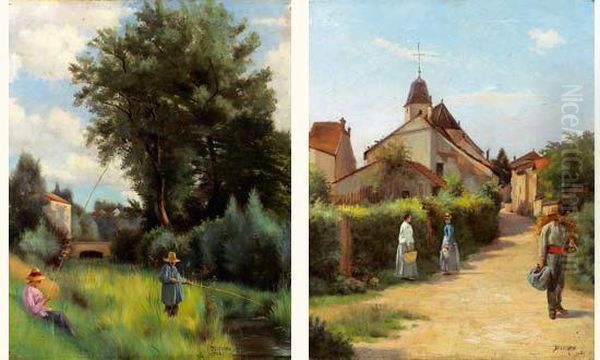 Scenes Villageoises Et Champetres Oil Painting by Auguste Joseph Delecluse