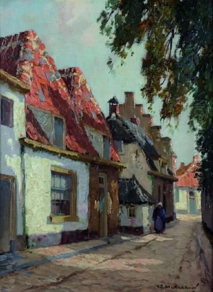 Straatje In Hattem Op Zonnige Dag Oil Painting by Gerardus Jacobus Delfgaauw