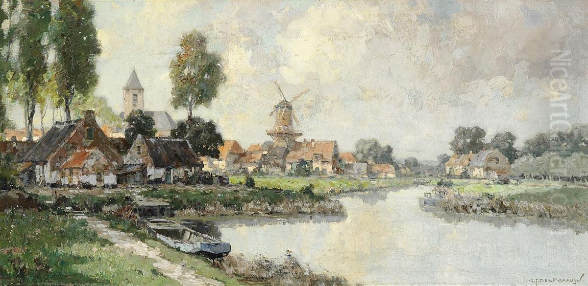 Nootdorp From Delft In TheSummer Oil Painting by Gerardus Jacobus Delfgaauw