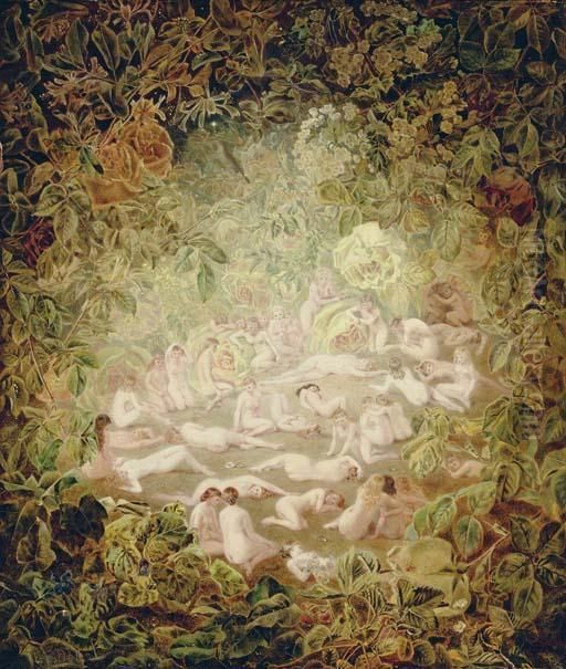 Titania's Moonlit Bower Oil Painting by Etheline Eva Dell