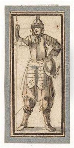 Three Studies Of Warriors In Armour Oil Painting by Stefano della Bella