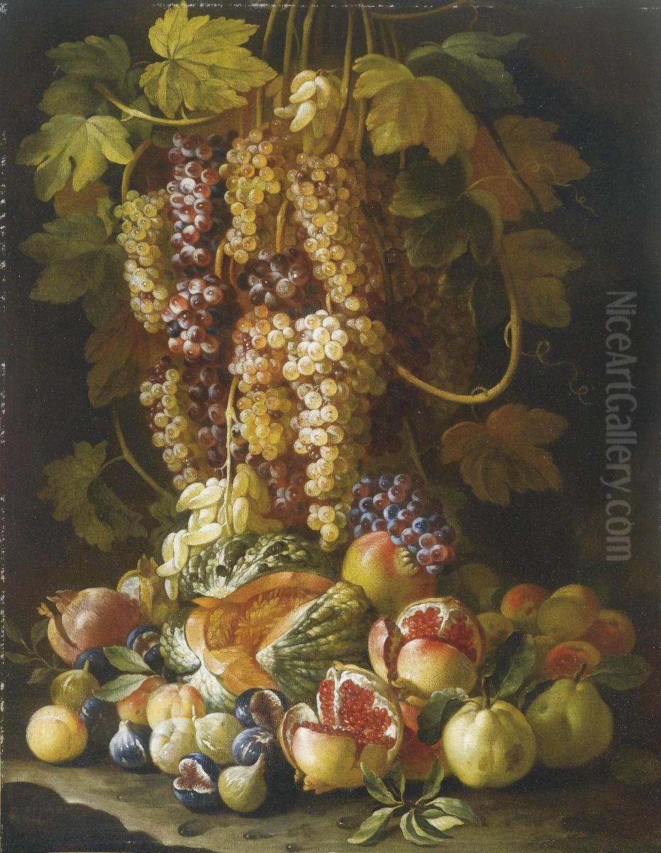 Uva, Fichi E Melograne Oil Painting by Francesco Della Questa