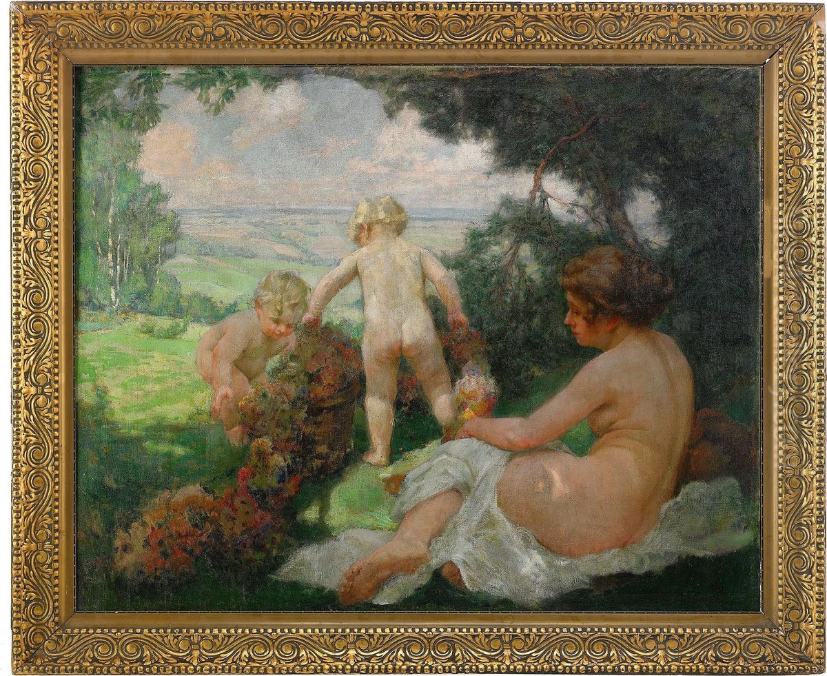 Landscape With Figures Oil Painting by Olga Della-Vos-Kardovskaya