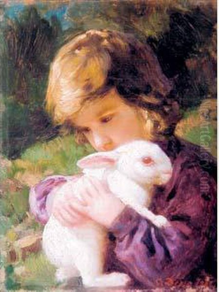 Garcon Au Lapin Oil Painting by Olga Della-Vos-Kardovskaya