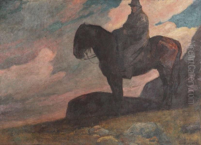 Visser Te Paard Aan De Kust Oil Painting by Jean Joseph Delvin