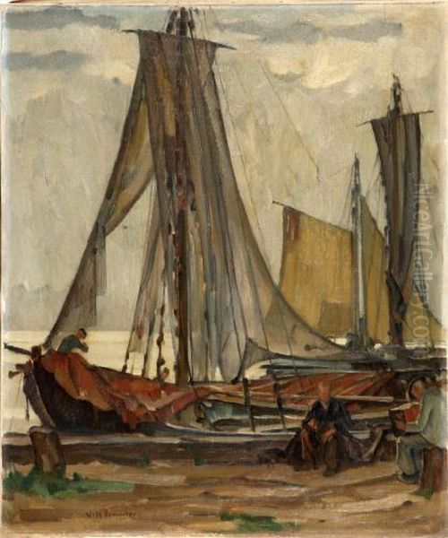 Fischerboote Oil Painting by Willy Hugo Demmler
