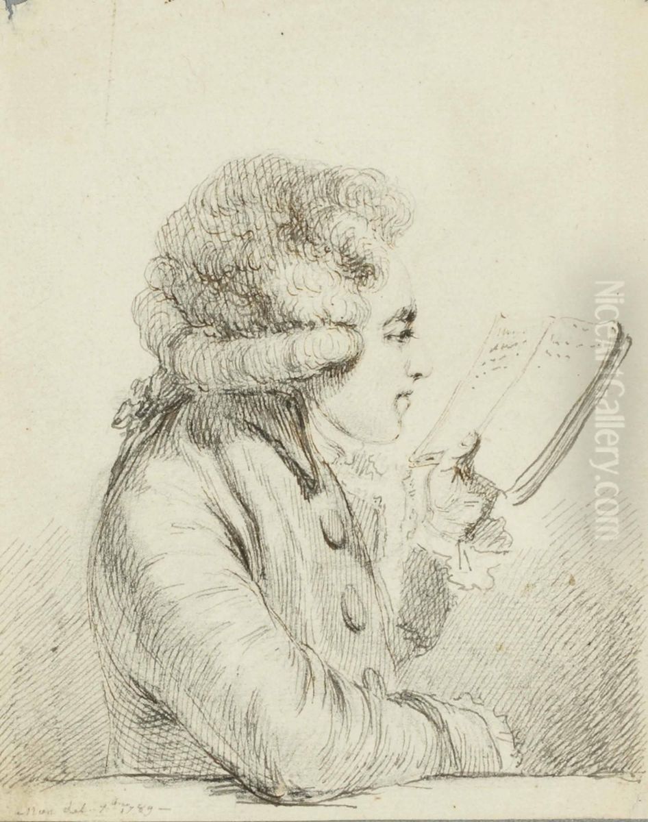 Portrait D'homme Lisant Oil Painting by Dominique Vivant Denon