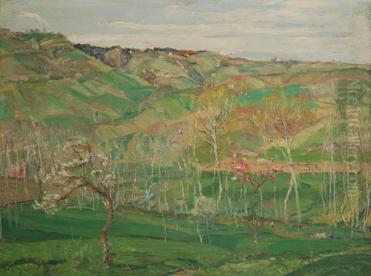 Colline Con Peschi Fioriti Oil Painting by Giovanni Depetris