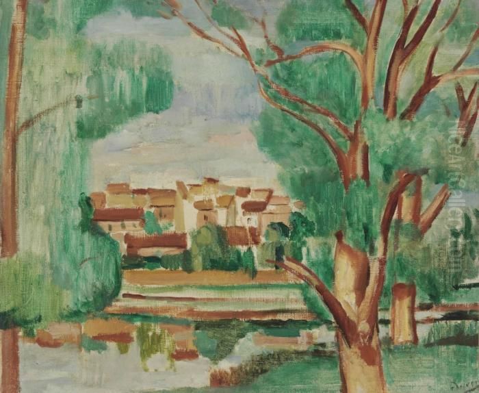 Bords De Seine A Carrieres-sur-seine Oil Painting by Andre Derain