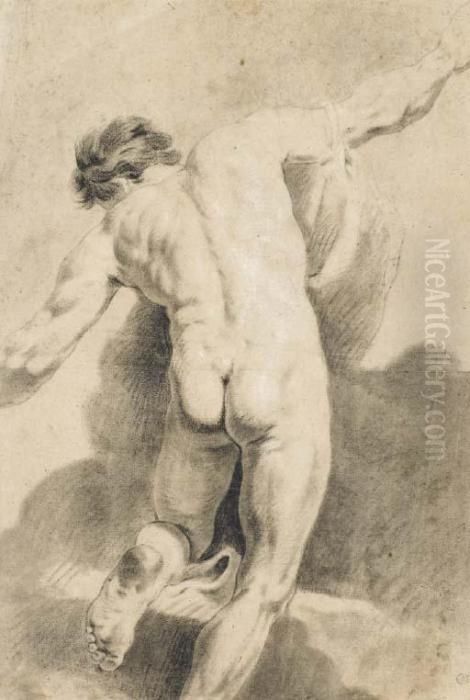 Homme Nu Vu De Dos Oil Painting by Jean-Baptiste Descamps