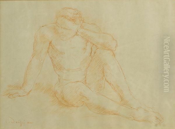Nu Masculin Appuye Sur Son Bras Droit Oil Painting by Charles Despiau