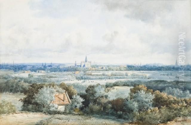 Vue De Haarlem Oil Painting by Johannes Josephus Destree