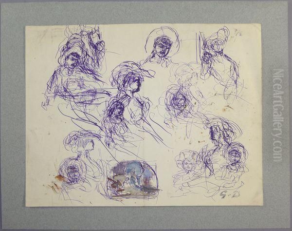  Feuille D'etudes  Oil Painting by Georges Desvallieres