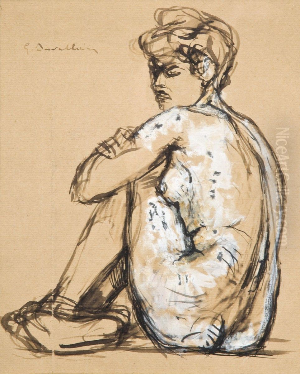 Etude De Nu Assis Oil Painting by Georges Desvallieres