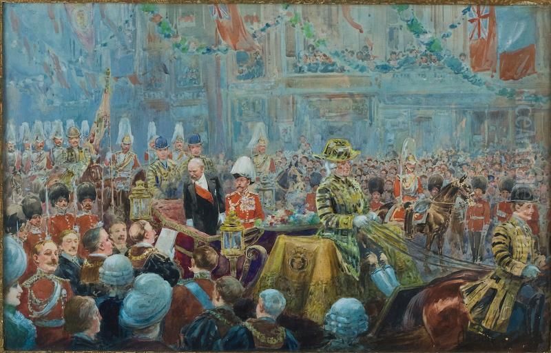 Parade Scene Depicting George V And Poincare Oil Painting by Charles Jean-Bapt. Detaille
