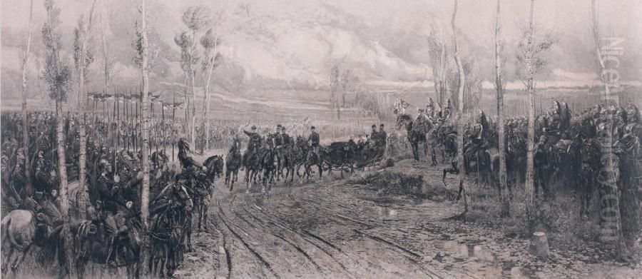 La Visite Du Tsar Nicolas Ii Oil Painting by Jean Baptiste Edouard Detaille