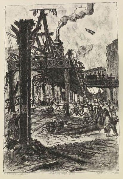 The Sixth Avenue Spur, New York Oil Painting by Frederick K. Detwiller