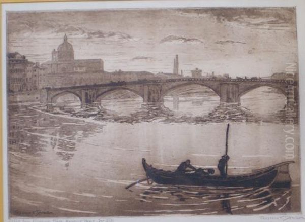The Arno Florence Oil Painting by Frederick K. Detwiller