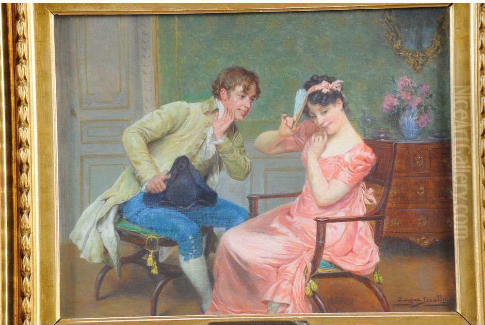  La Conversation Coquine  Oil Painting by Eugene Auguste Francois Deully