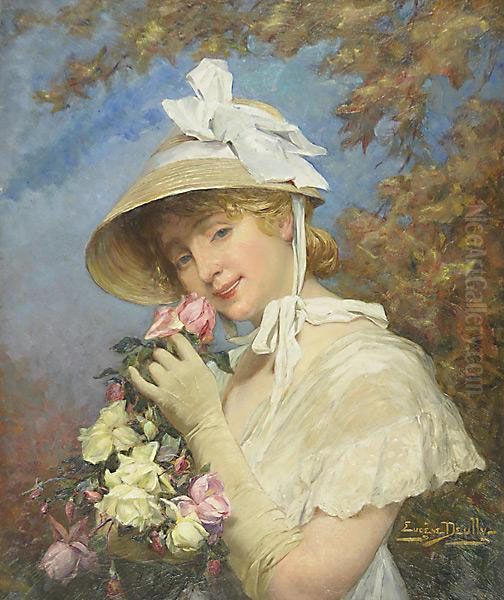 Ragazza Tra I Fiori Oil Painting by Eugene Auguste Francois Deully