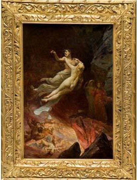 Dante Et Virgile Aux Enfers ; La Luxure Oil Painting by Eugene Auguste Francois Deully